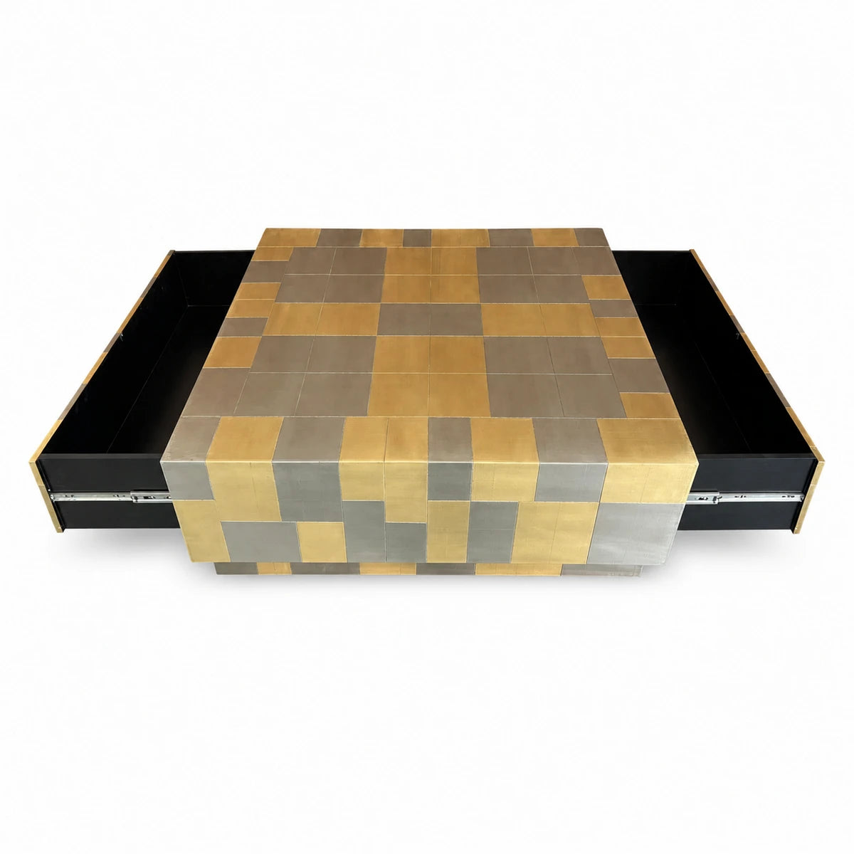 Concentric Brass and White Metal Coffee Table