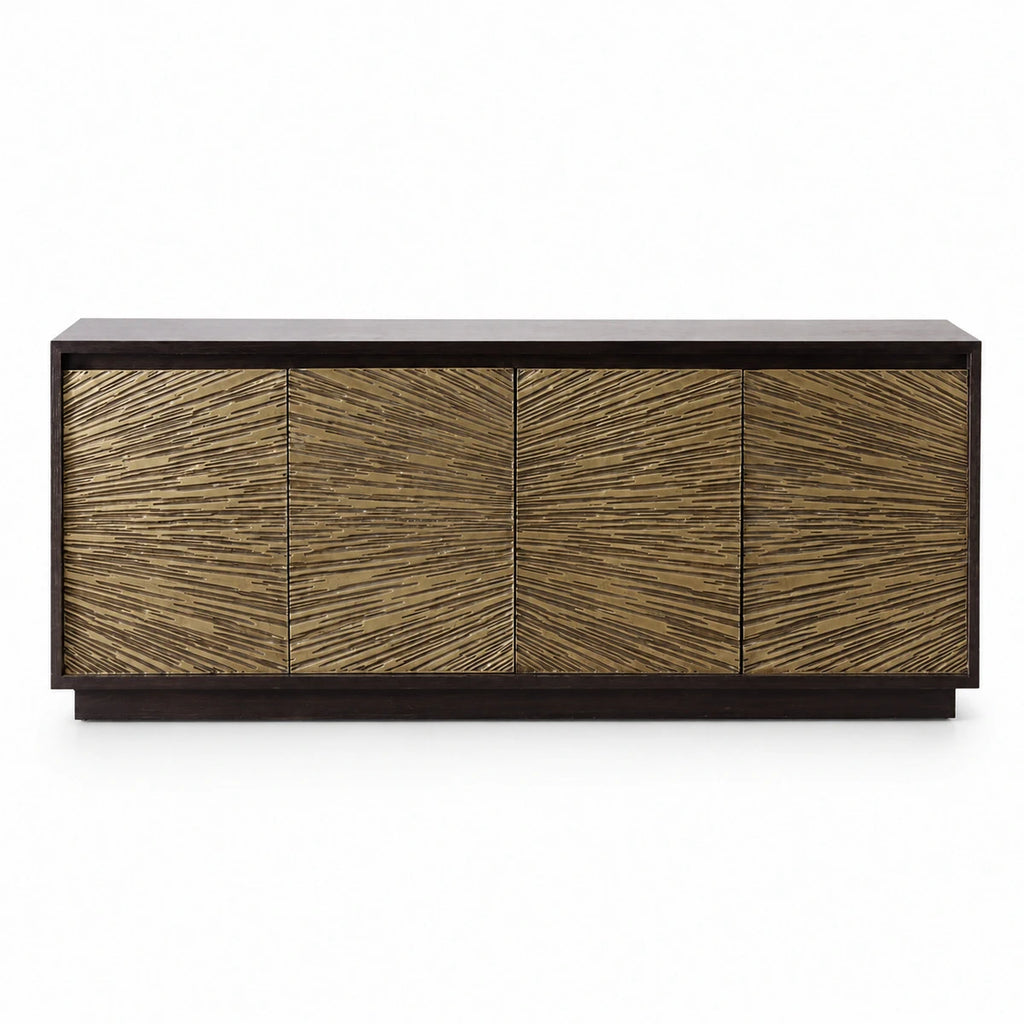 Contemporary Brass Mounted  Buffet Cabinet