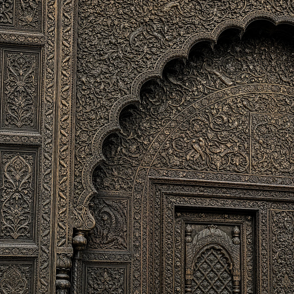 Hand-Carved Mango Wood Architectural Door