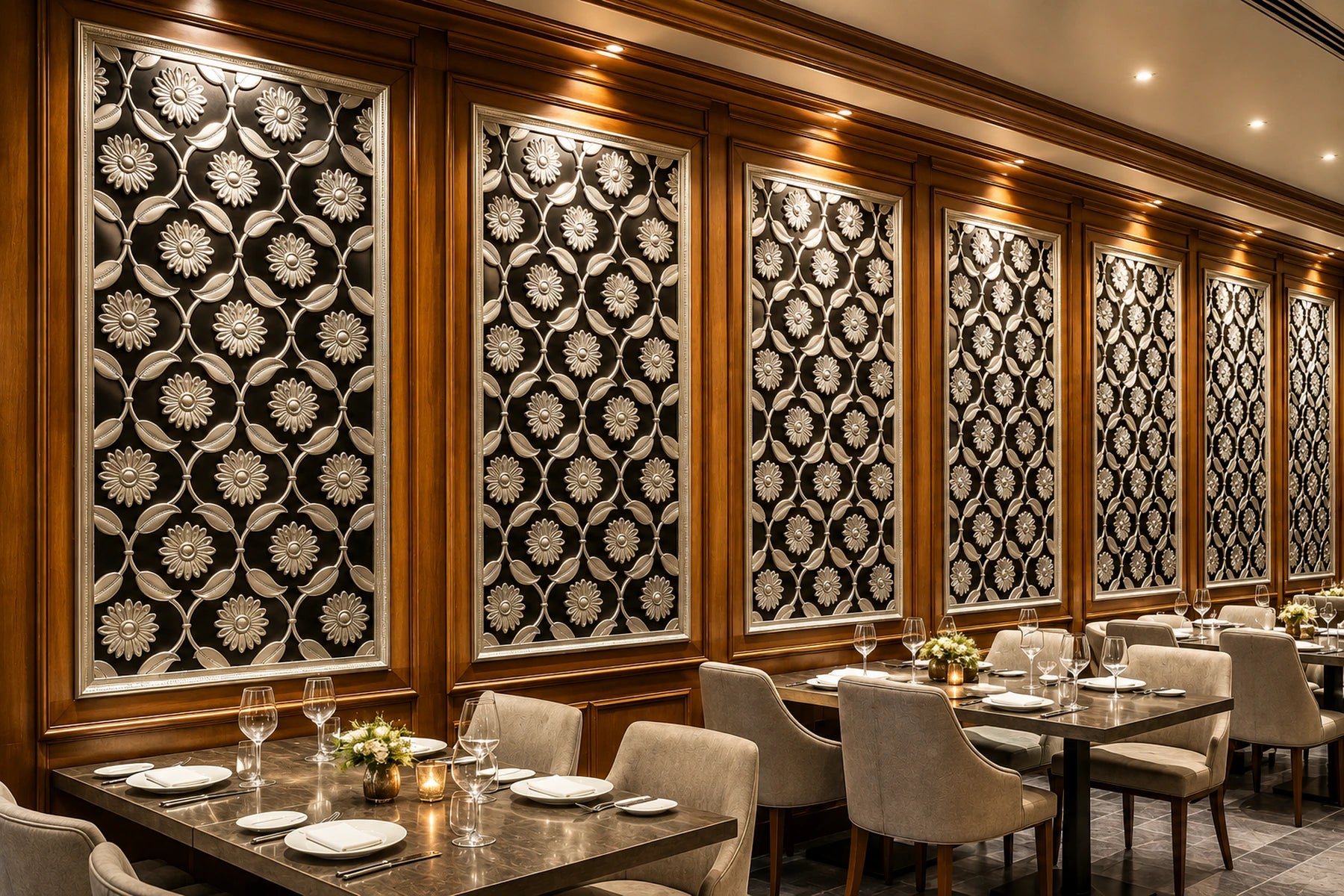 Handcrafted White Metal Mounted Wall Panel